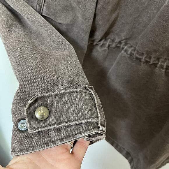 VTG Carhartt Men's Blanket Lined Canvas Chore Jacket Size L Brown Drawstring C52 - Picture 8 of 16